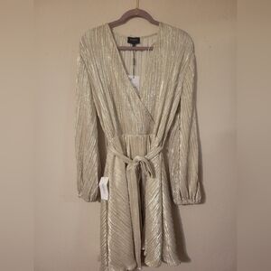 Bardot Shimmering Silver Long Sleeve Dress